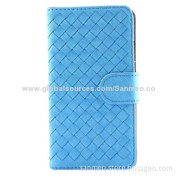Braid Leather Mobile Phone Case for iPhone 5/6, Perfectly Fits the Shape, with Wallet & HolderNew